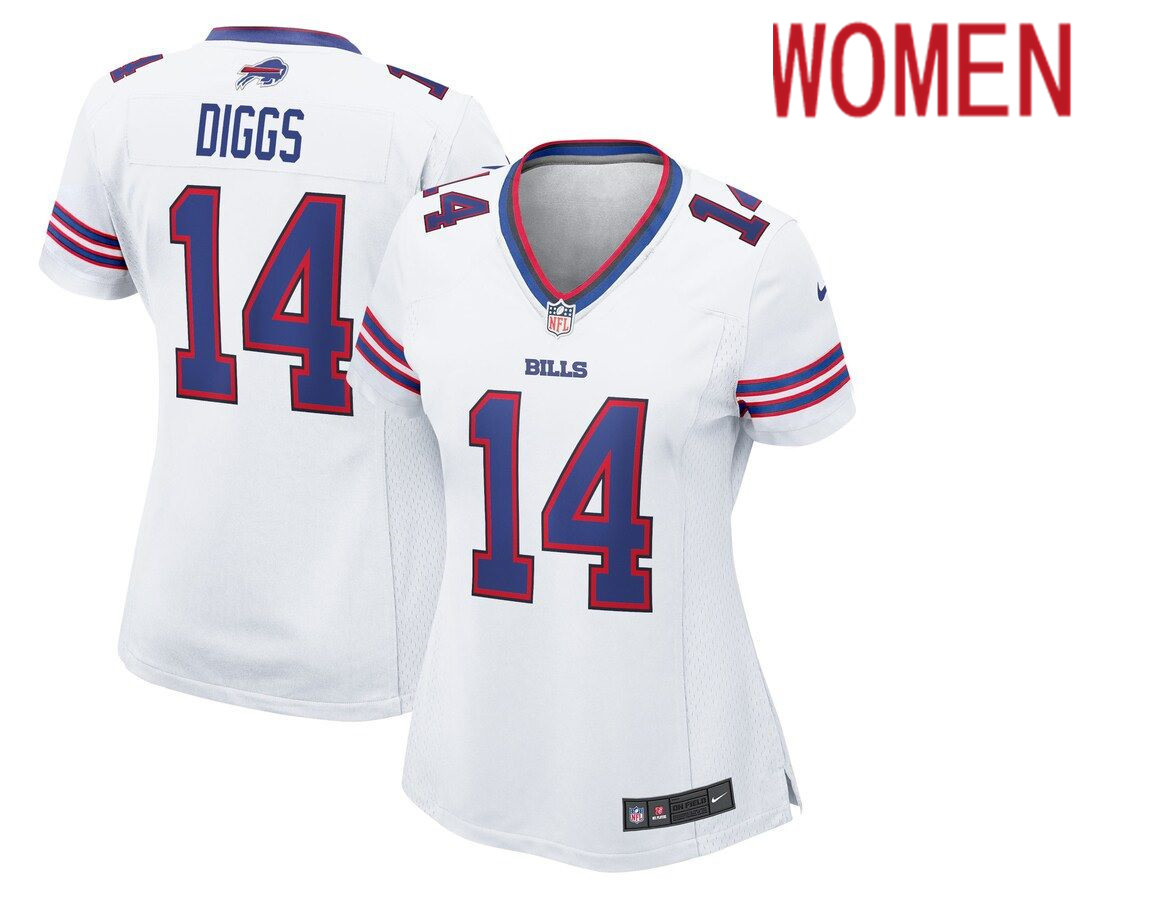 Women Buffalo Bills #14 Stefon Diggs Nike White Game NFL Jersey->women nfl jersey->Women Jersey
